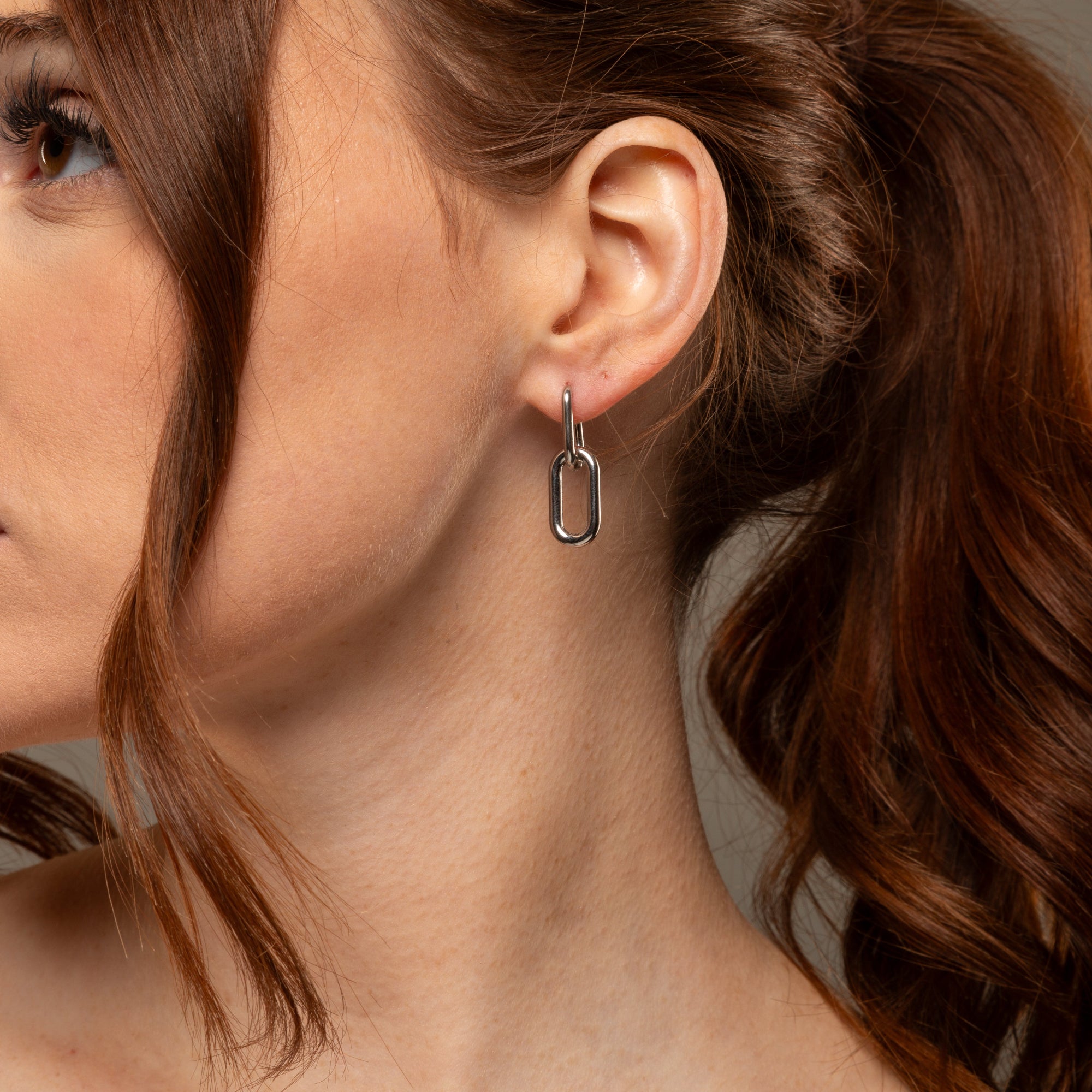 Silver Oval drop earrings 