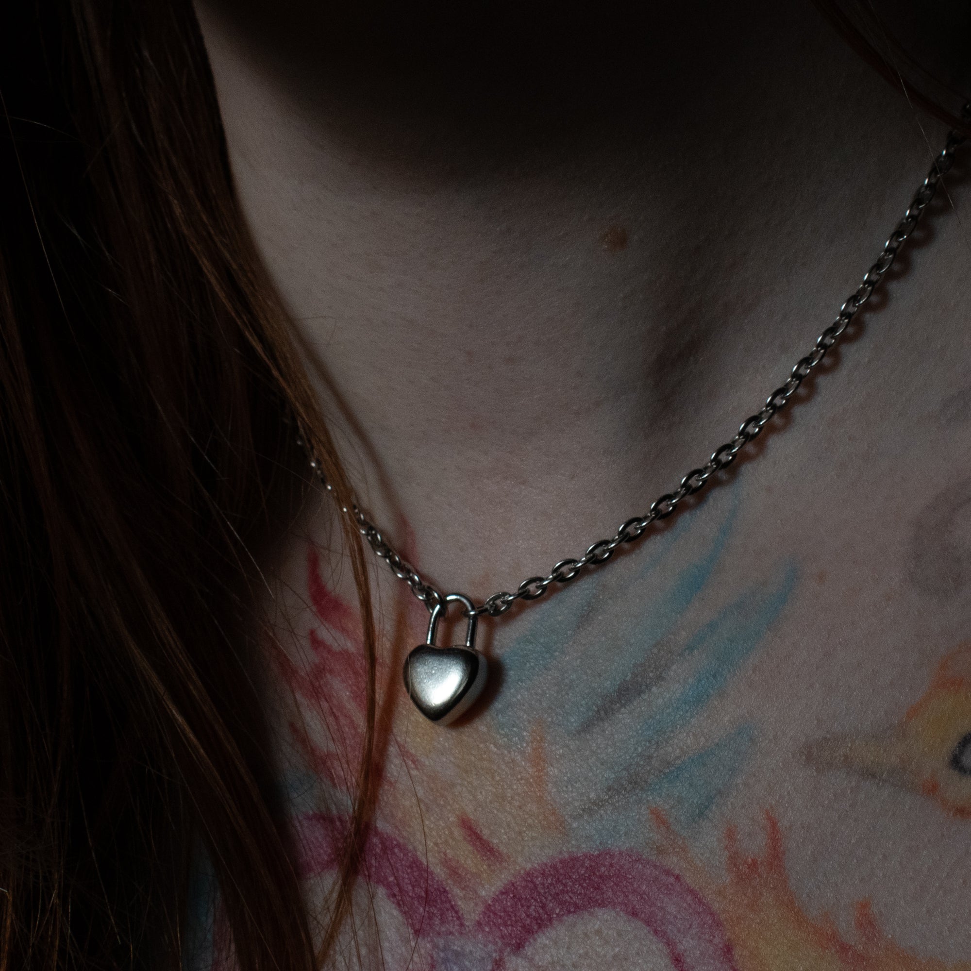 Day Collar with heart pendant on model