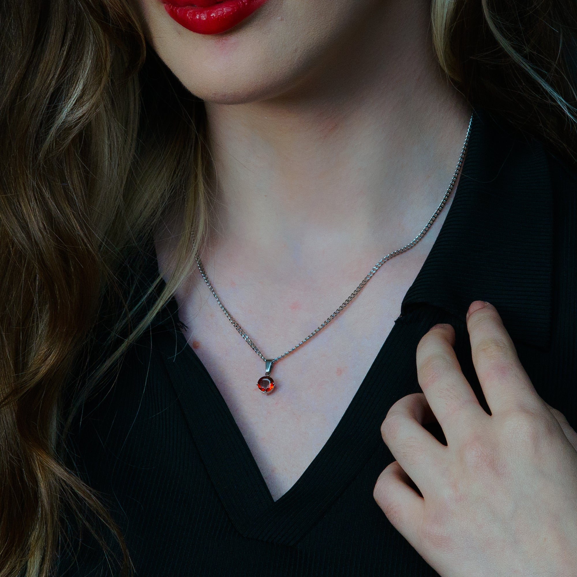 Collier rond avec pierre de naissance (argent)