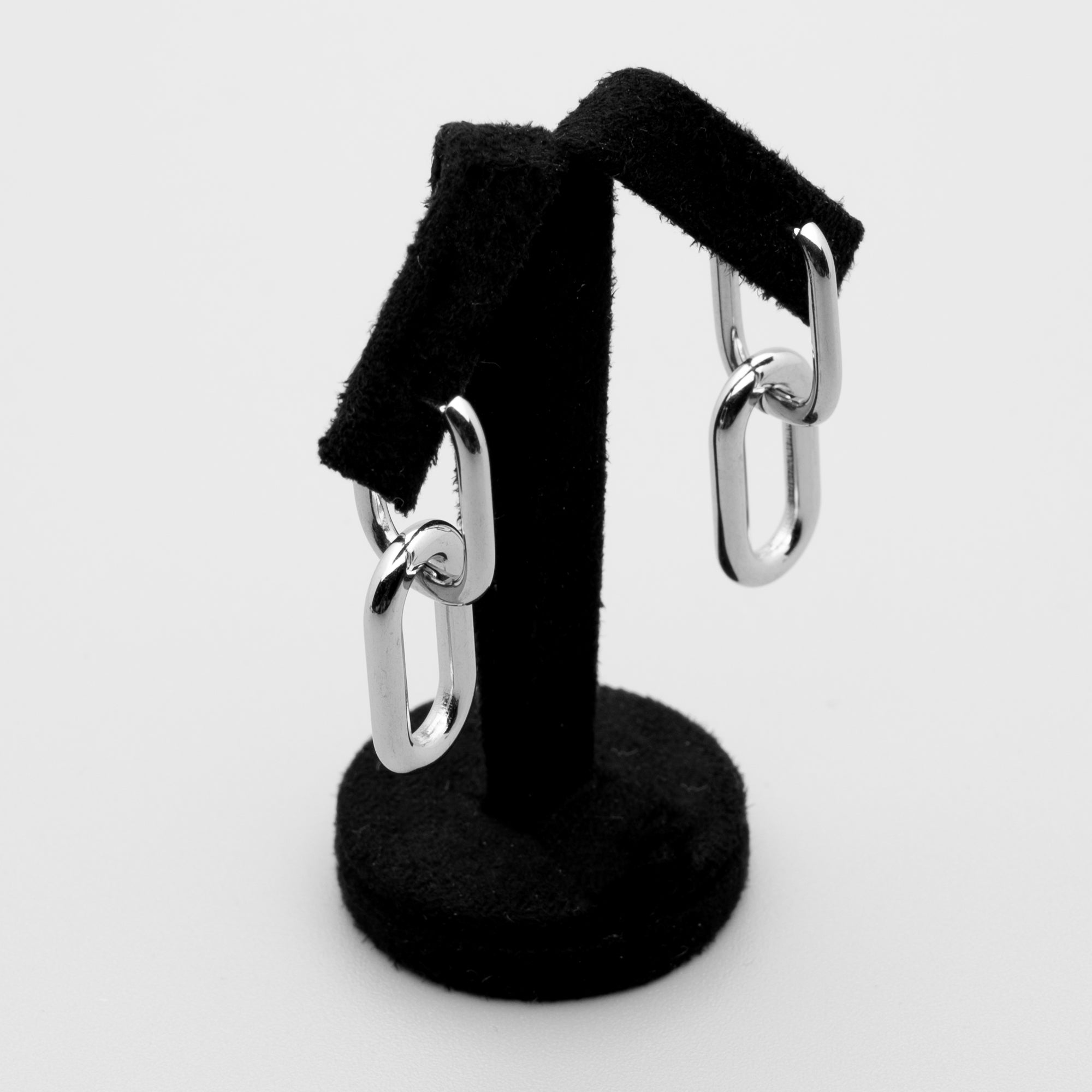 Alternative Oval Drop Hoop Earrings (Silver)