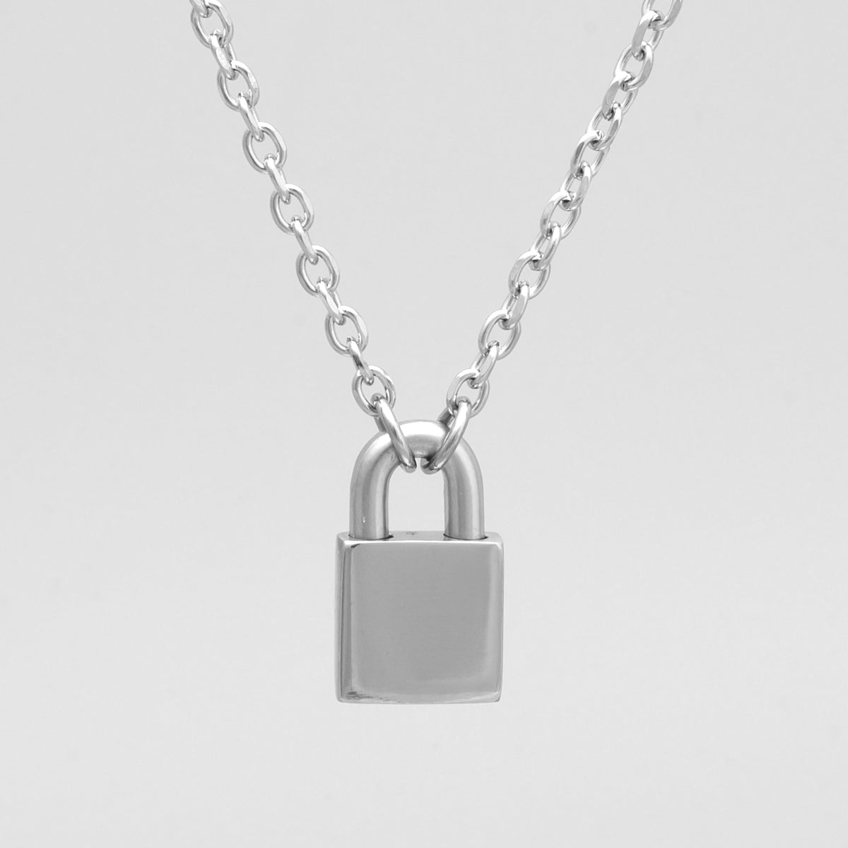 24/7 Locking Padlock Necklace Day Collar Cable Necklace - (Silver)