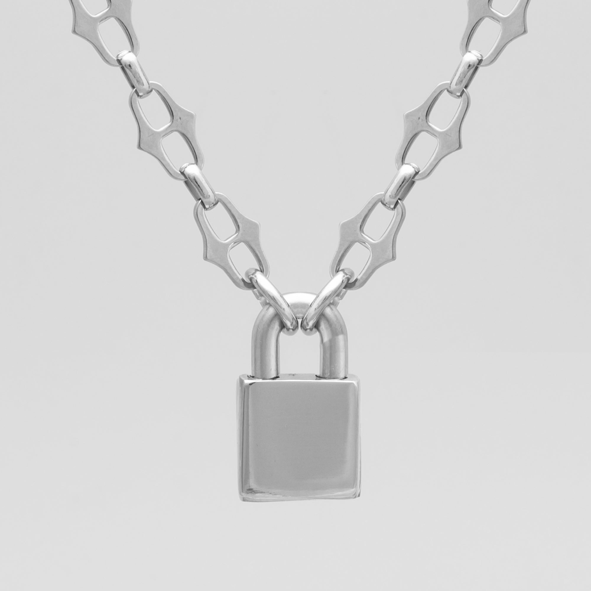 Collier de jour à cadenas verrouillable 24h/24 et 7j/7 avec collier à pointes - (argent)