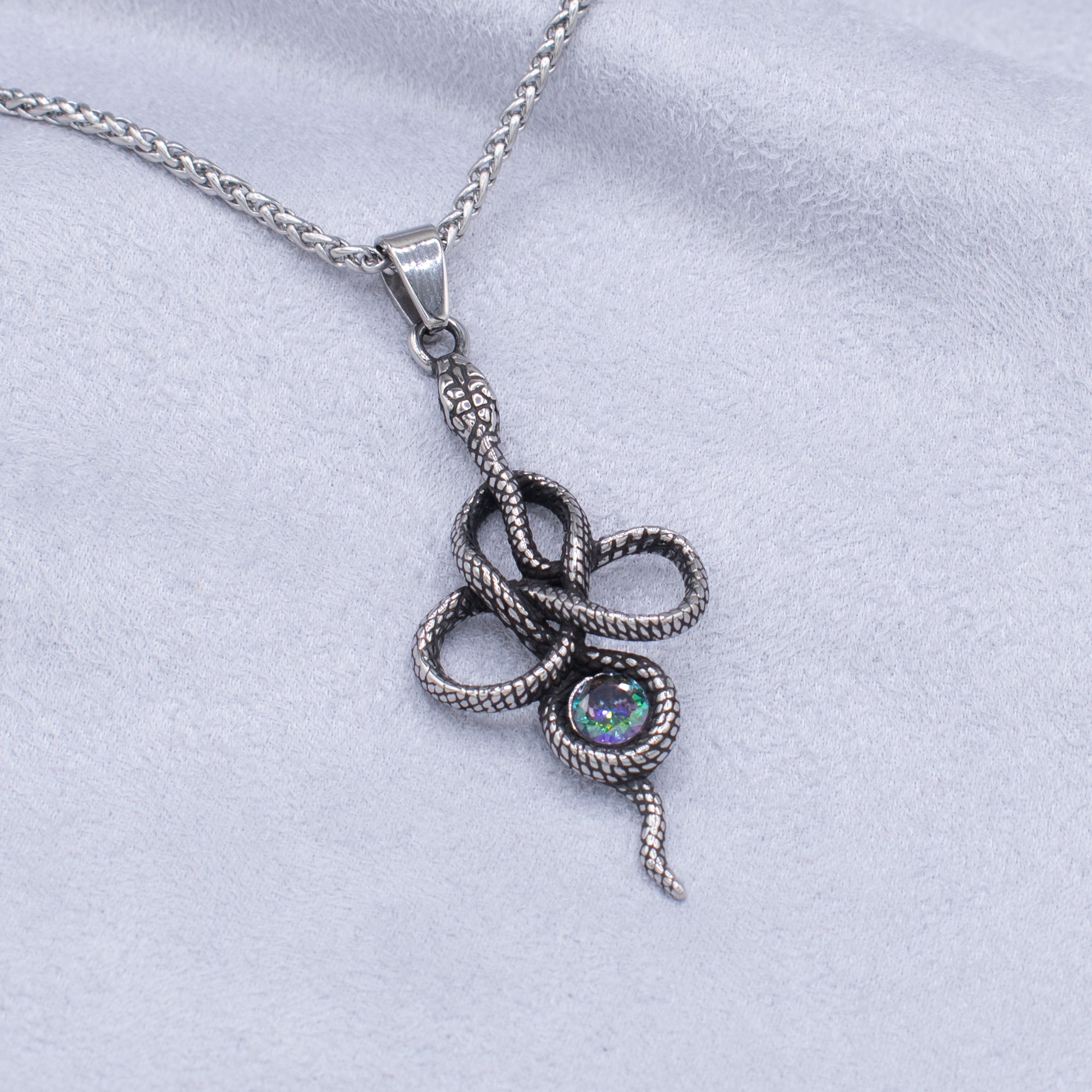 Nagamani Snake Pendant Necklace (Silver)