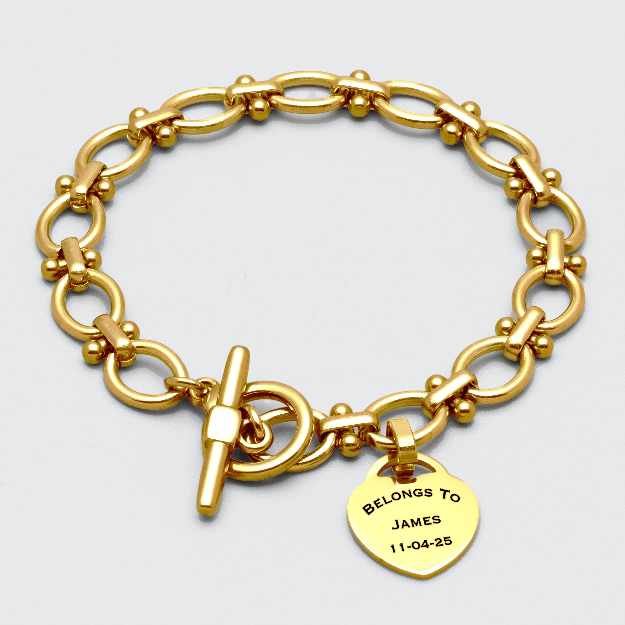 Chunky personalised heart bracelet in Gold Plated stainless steel 