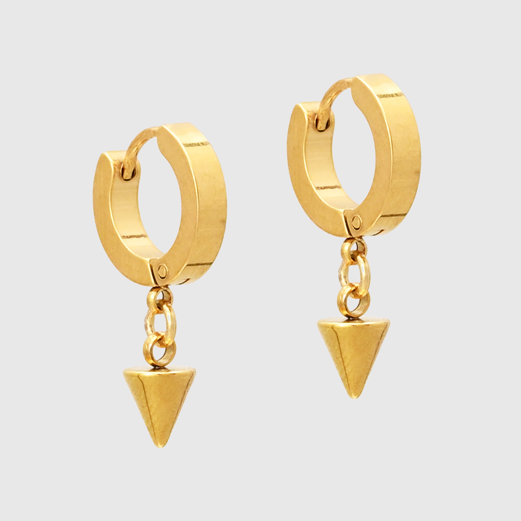 Small gold spike huggie earrings 
