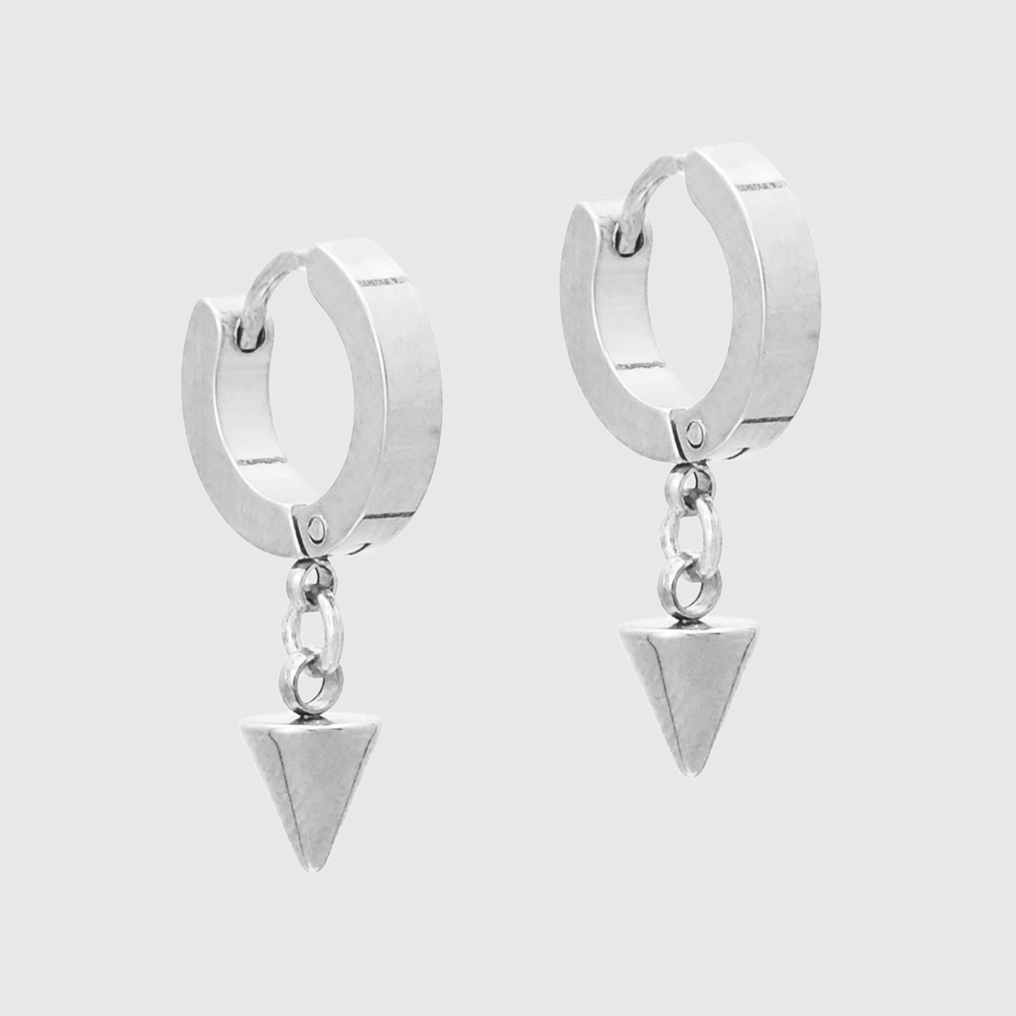 Small spike huggie earrings in silver