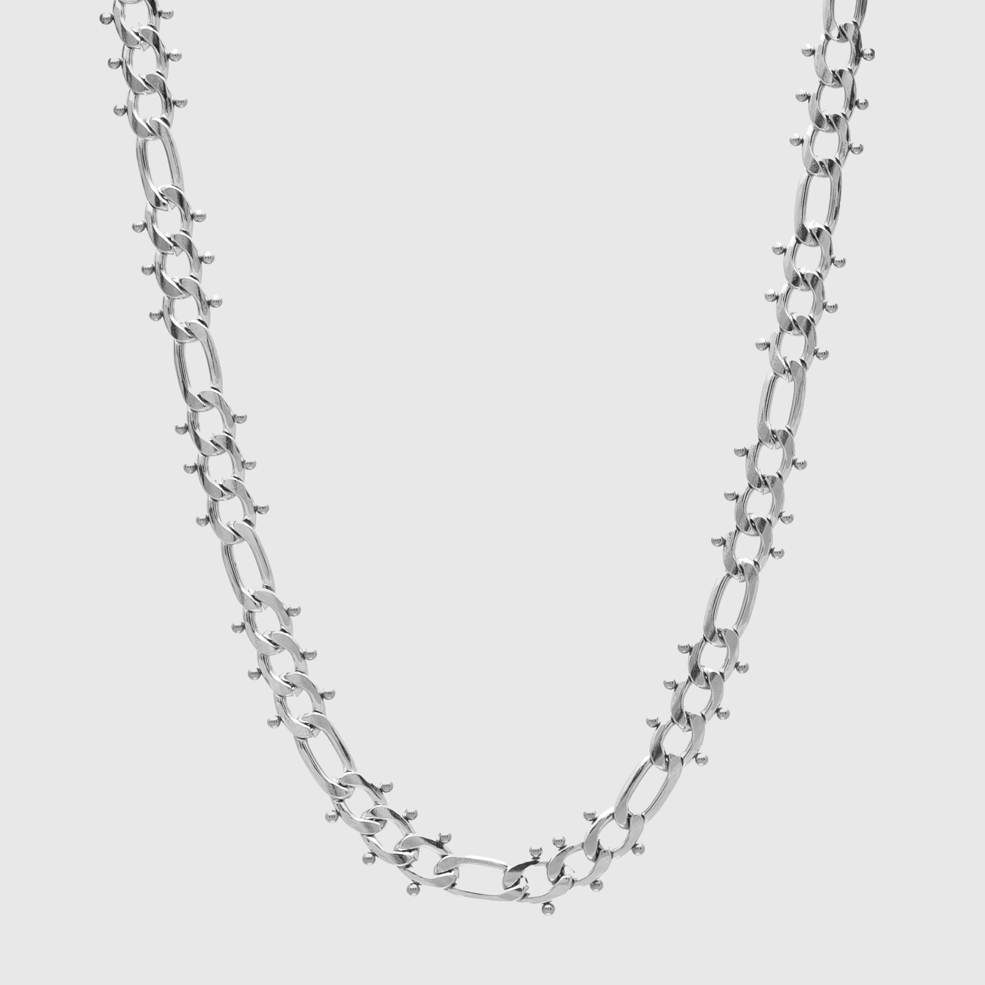 Chunky fancy figaro link chain choker in silver stainless steel