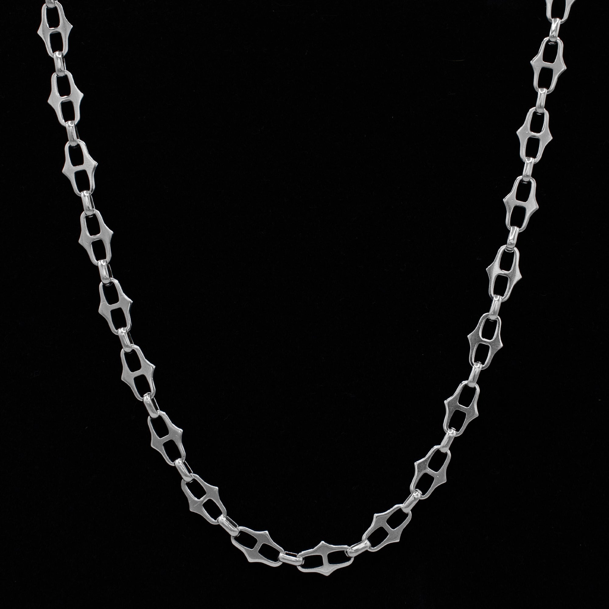 Chunky Gothic Spiked Link Necklace - (Silver) 10mm