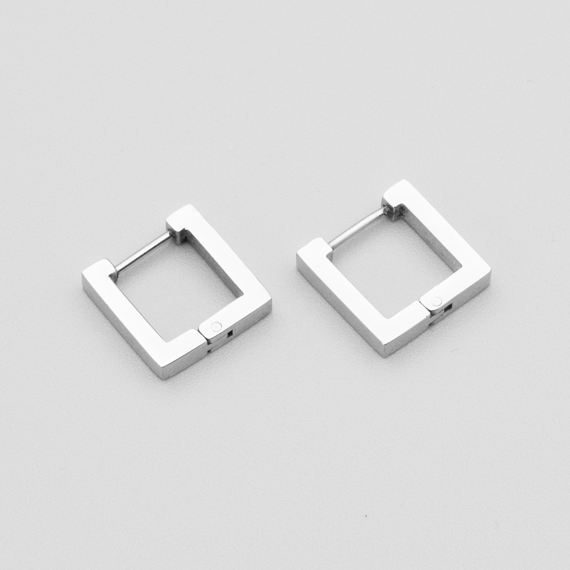 Chunky Square huggie hoop earrings in silver 