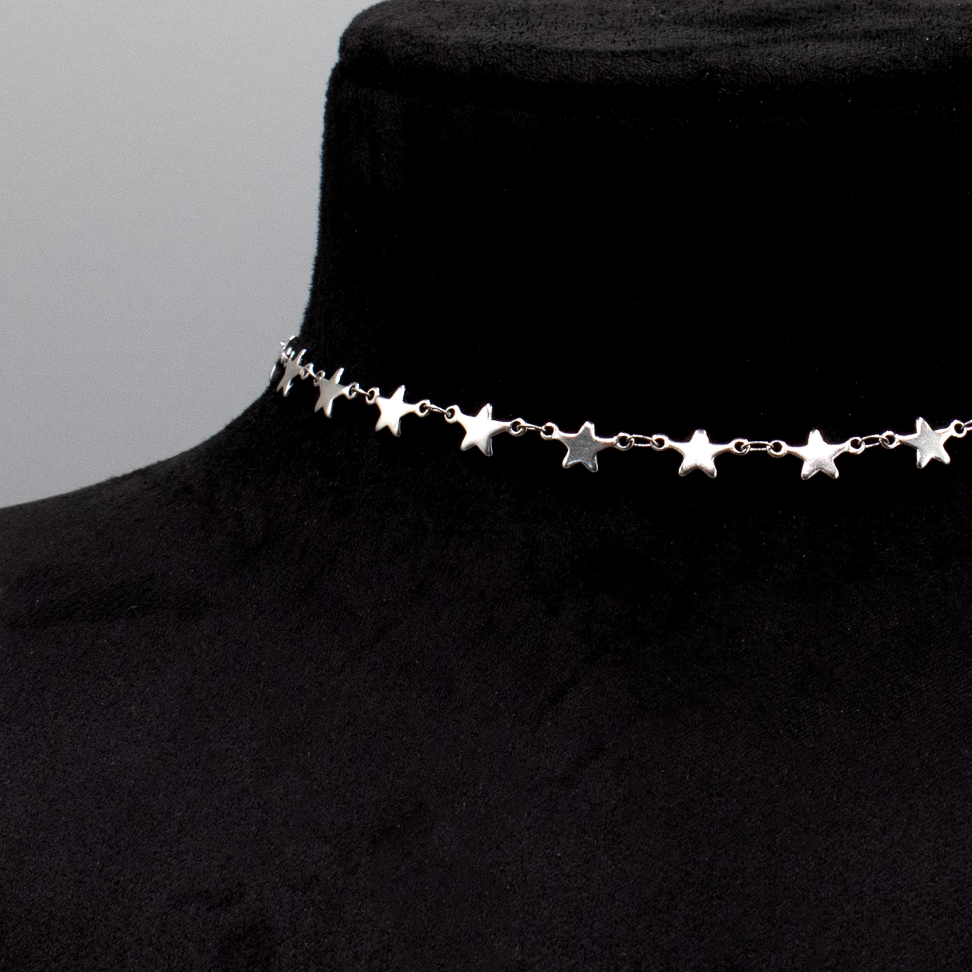 Star Link Choker Necklace - (Silver) 10mm