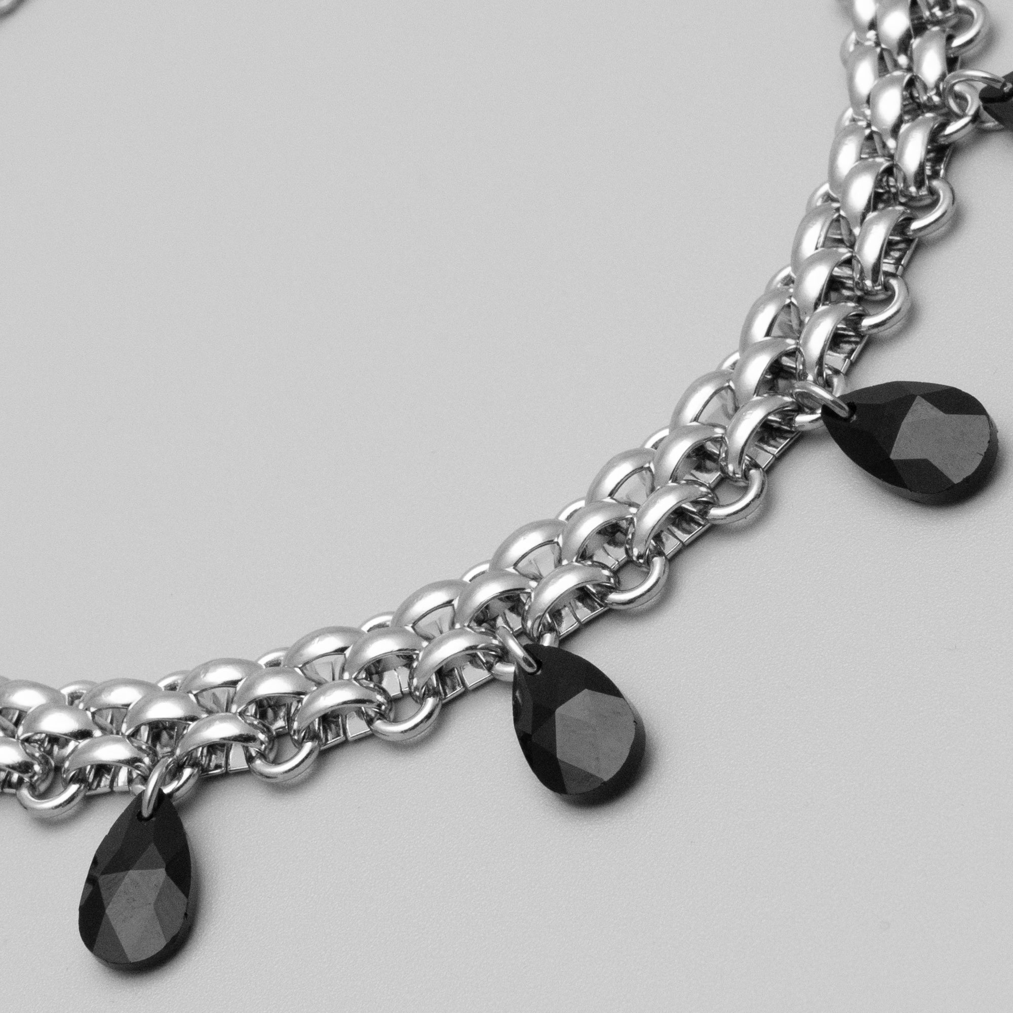 Gothic Tear Drop Chainmail Choker Necklace (Silver)