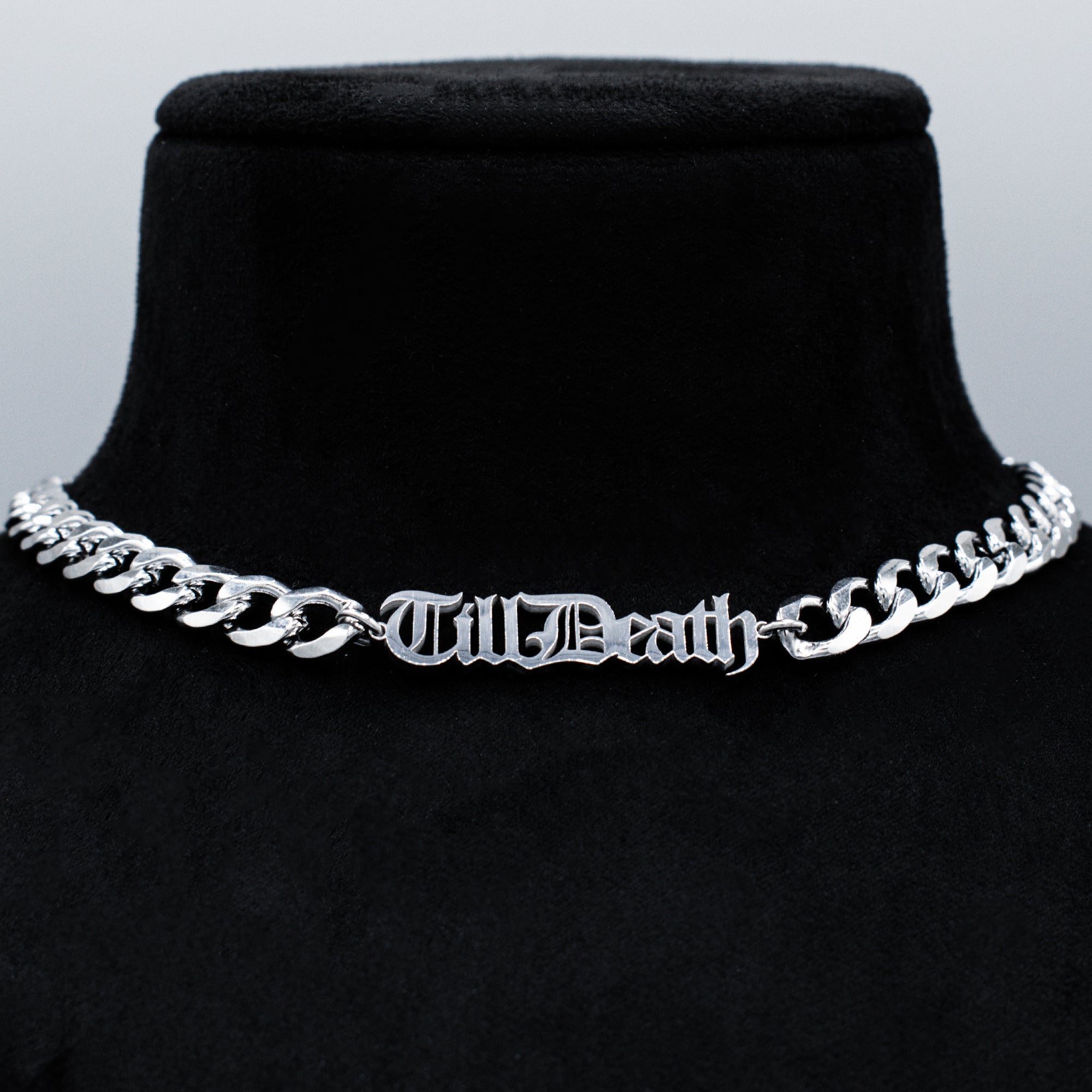 Till Death Old English Choker Necklace (Silver)