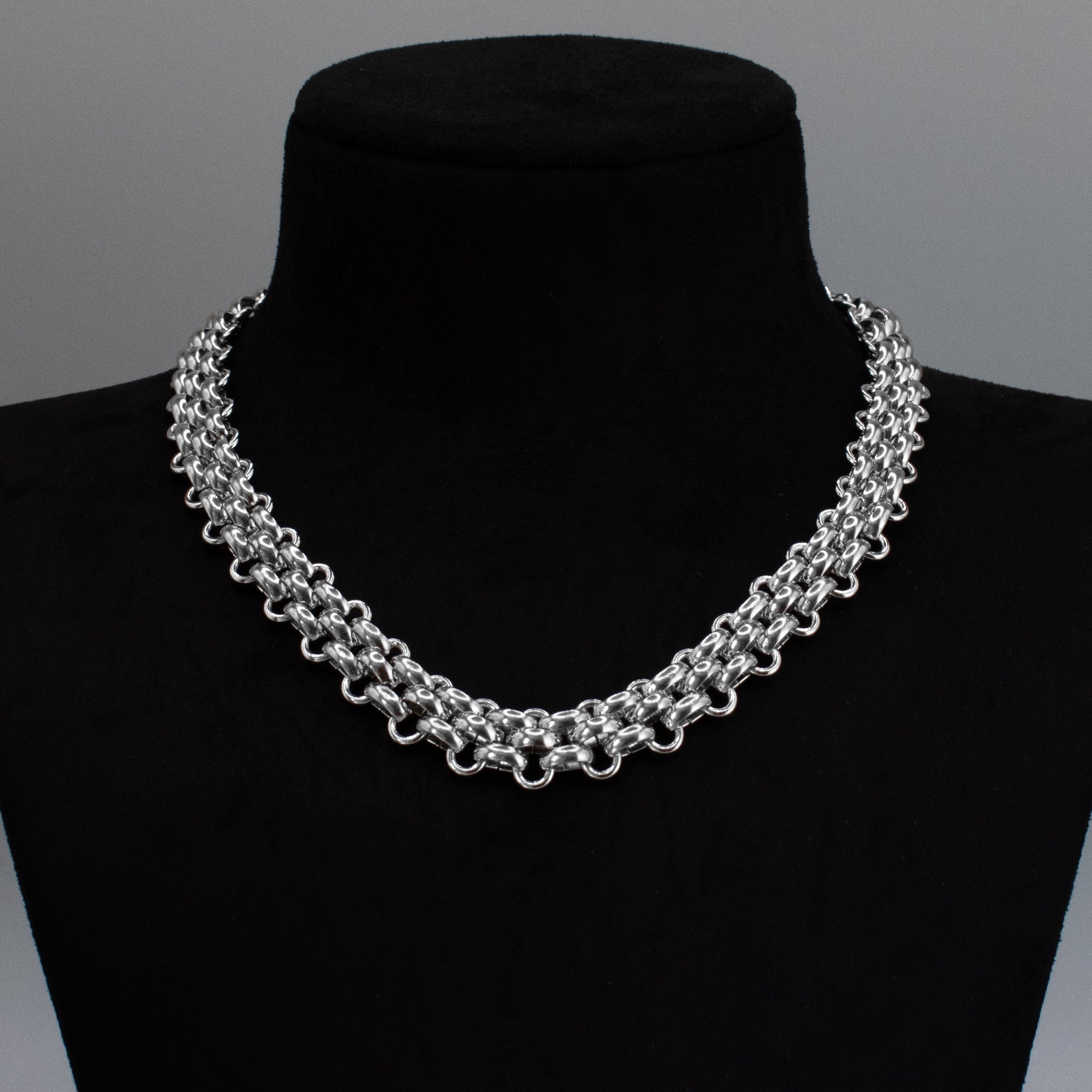 Collier en cotte de mailles - (argent) 15 mm