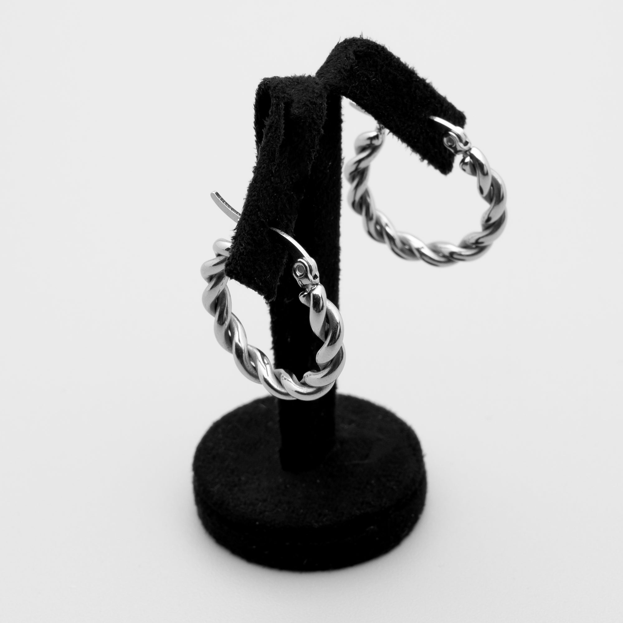 Alternative Twisted Metal Hoop Earrings (Silver)