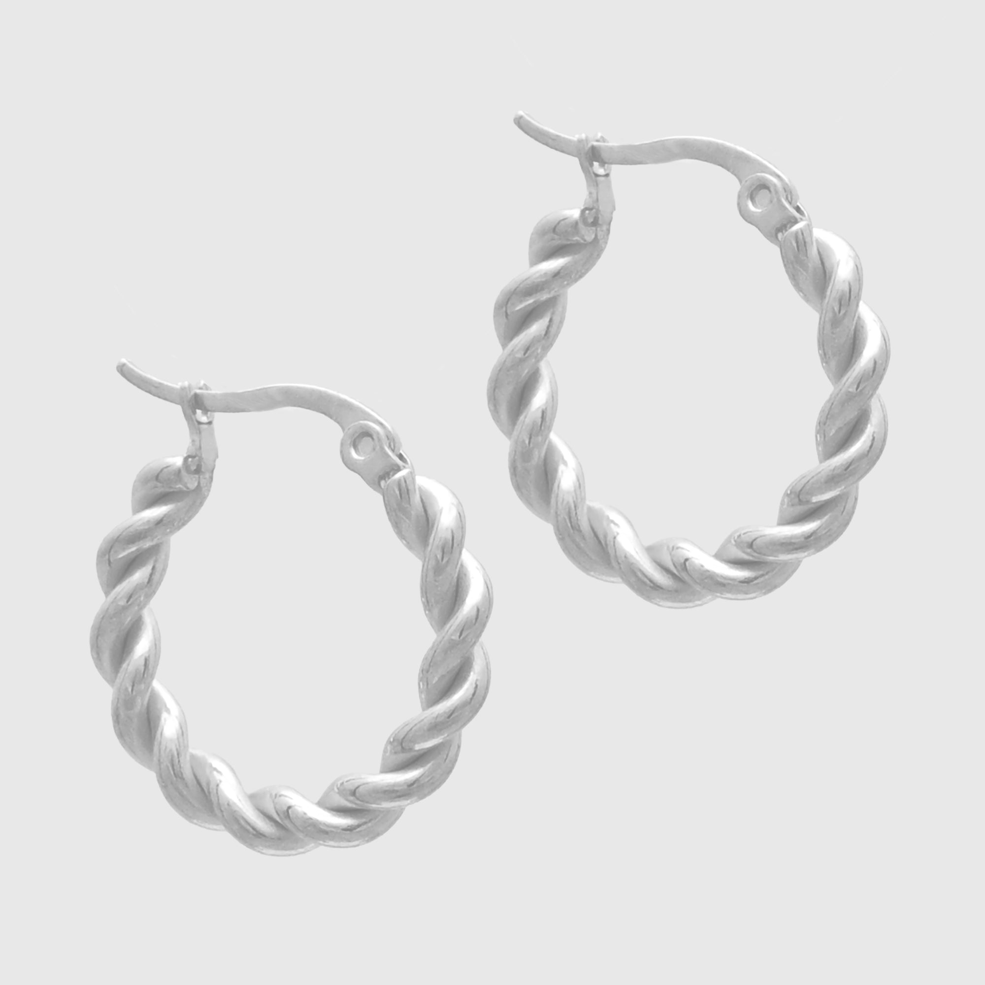 Silver twisted hoop earrings 